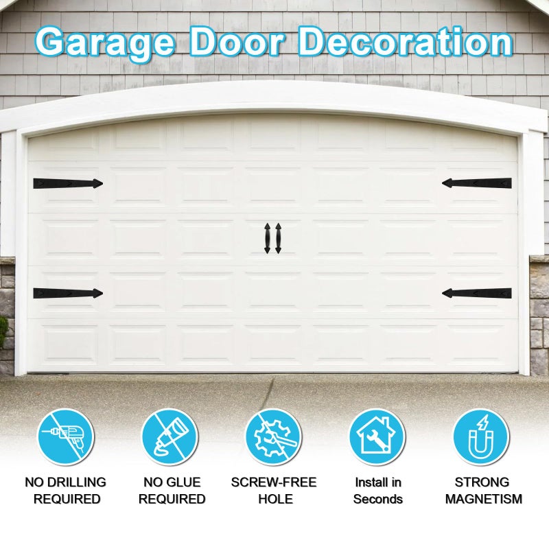 RHULKRUI Magnetic Garage Door Hardware Magnetic Garage Door Handles Garage Door Decorative Magnetic for Iron Door 4 Magnetic Hinges + 2 Magnetic Handles for Garage Doors (Classics Style) - Image 4